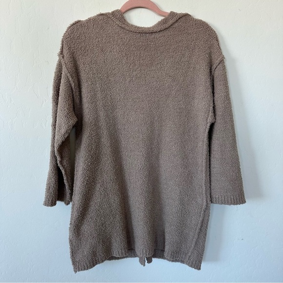 Democracy Tan Metallic Gold Cozy Soft Teddy Button Down Cardigan Medium - Picture 7 of 8